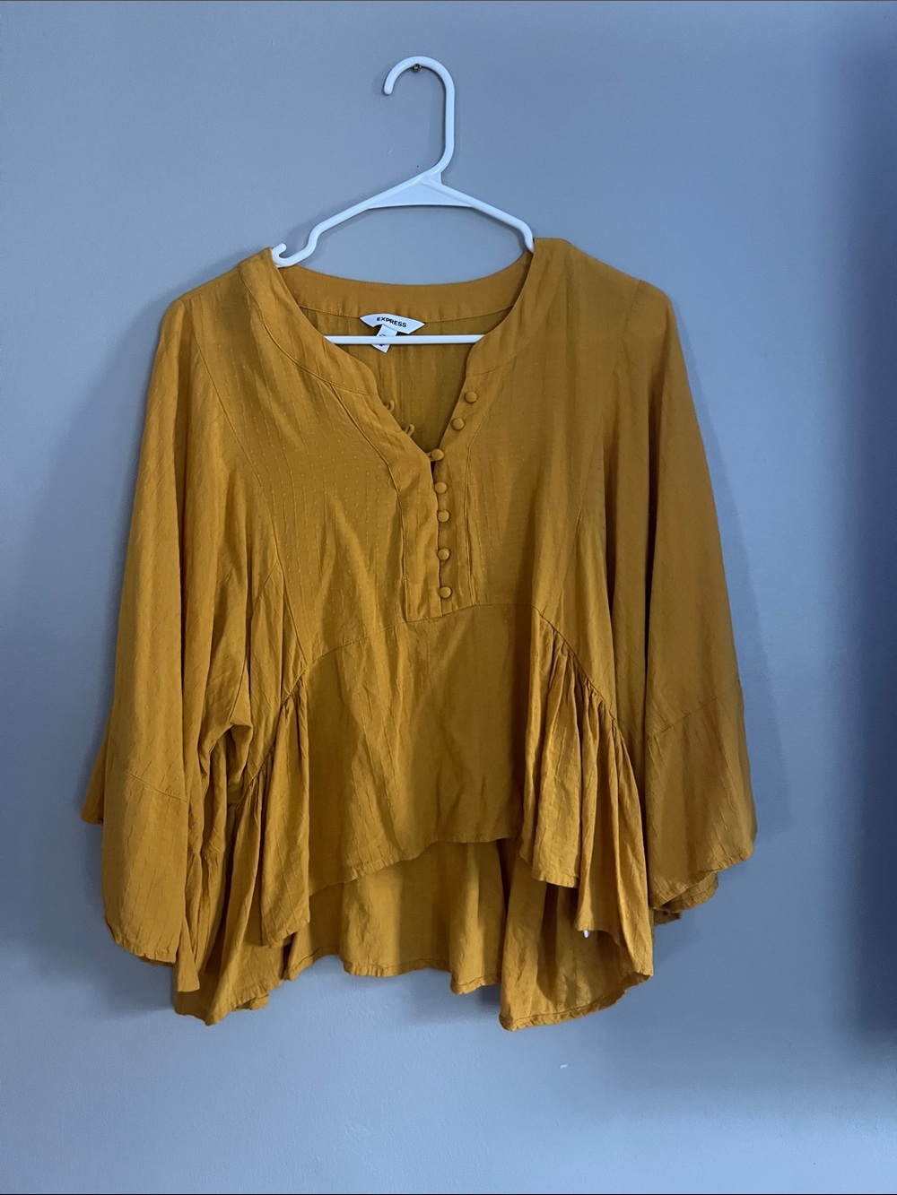Express Mustard Button-Front‎ Flowy Tunic